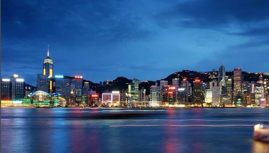 Hong Kong's Victoria Harbour night view. 